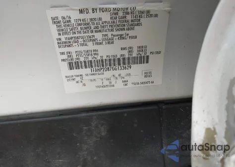 2016 Ford Taurus Se from USA, damaged, VIN 1FAHP2D87GG133629